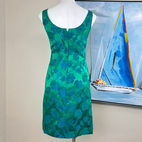 Mid-century green and blue iridescent jacquard silk swing coat and dress - Picture 5 of 8